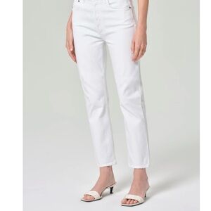 Agolde High Rise Straight Crop Jeans in White